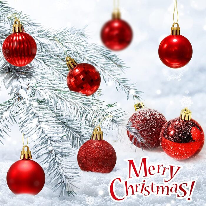 Набір ялинкових прикрас 36 шт, кульки для ялинки з пластику 4 см, червоні