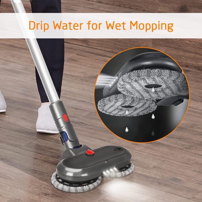Насадка для миття підлоги DrRobor для Dyson V12 Detect Slim, знімний бак та 12 моп, сумісна з Dyson V12 Slim
