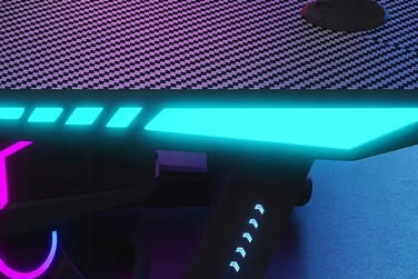 Ігровий комп'ютерний стіл з LED-підсвіткою, сучасний геймерський стіл, 140 см, чорний