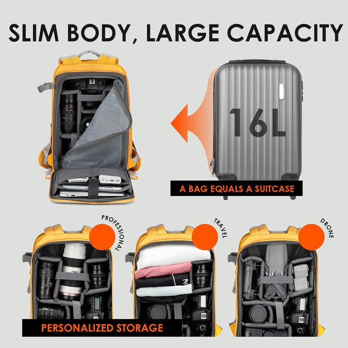 Рюкзак для камери Tarion TR-XL жовтий, водонепроникний, для DSLR з відділенням для ноутбука 15.6 дюймів та дощовиком