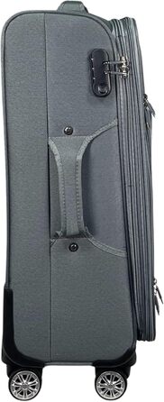 Чемодан-роликовий тканинний для подорожей, розширюваний, з подвійними колесами (M/L/XL/XXL або набір 4 шт.), м'який багаж (фіолетовий, ручна поклажа (55 см)), набір 3 шт. (сірий)