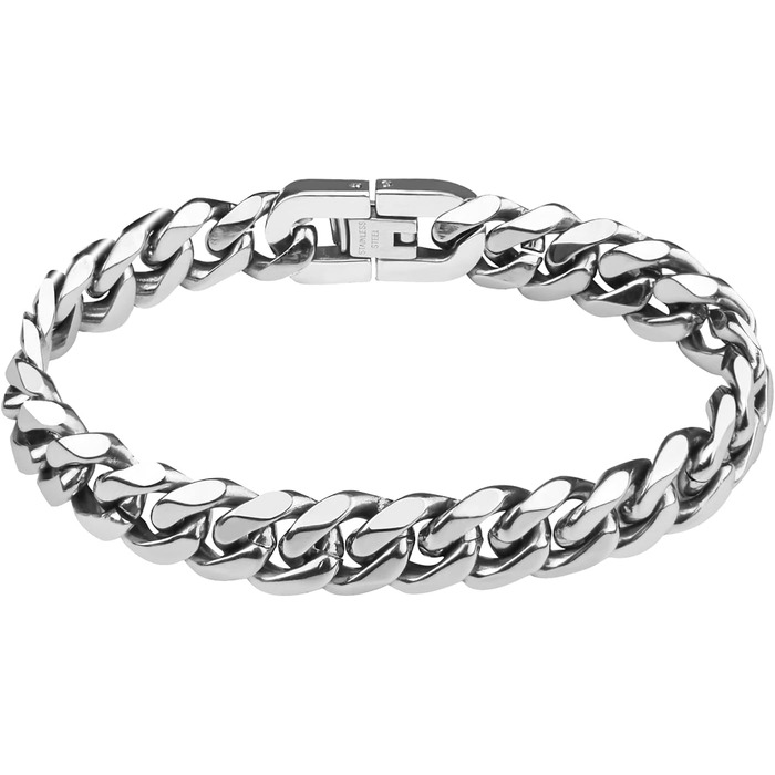 Браслет чоловічий Flintronic з нержавіючої сталі, ланцюгова броня, 10 мм, 21 см, срібляний