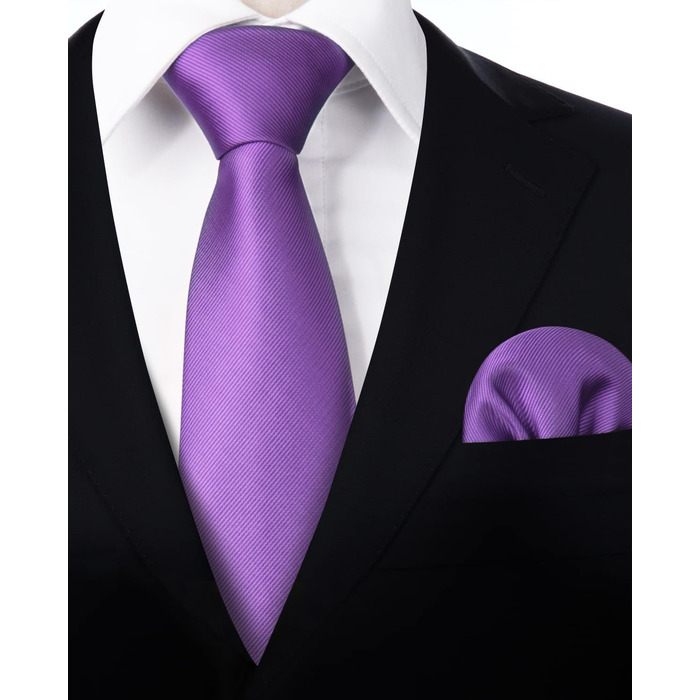 Краватка та нагрудна хустинка Enlision Solide - комплект для весілля, однотонні, фіолетовий (N2 Violett)