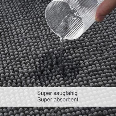 Килимок для ванної кімнати Decomira, 40x60 см, темно-сірий, з антиковзким покриттям, придатний для прання, з м'якої тканини Chenille | Килимок для душу, ванни, унітазу, декор