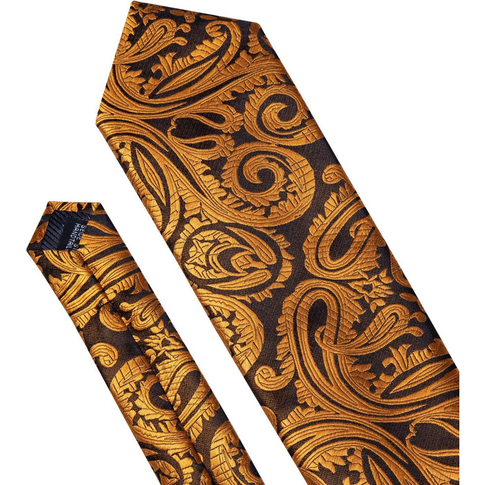 Чоловічий краватковий комплект Hi-Tie: краватка, нагрудна хустинка, затискач для краватки, запонки, шовкова тканина, чорний/золотий візерунок павліній, для вечірки, весілля