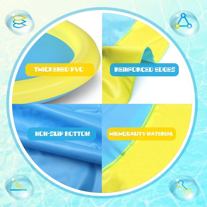 Nobleza Hundepool, D170 cm/67 in Splash Pool for Large & Small Dogs, 0.55mm Thickened Anti-Slip Sprinkler Mat Foldable Splash Pad for Summer, Garden, Outdoors (D1.4m, Yellow & Blue)