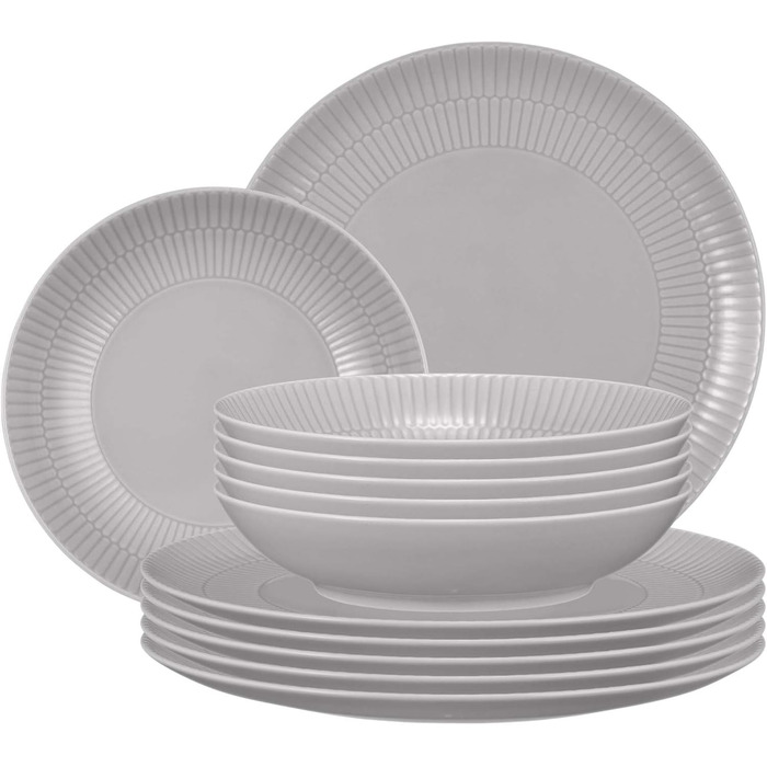 Сервіз Seltmann Weiden Amina, 12-ти частинний, білий (сріблясто-сірий)