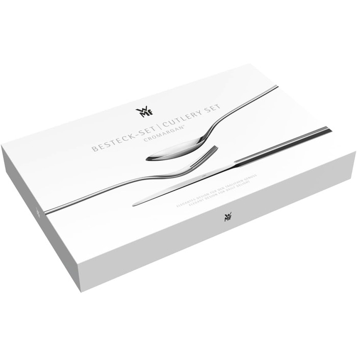 WMF Tavira Cutlery Set, 6 Persons, 30-Piece, Monobloc Knives, Cromargan Stainless Steel Polished, Shiny, Dishwasher Safe, 43 x 26.7 x 43 cm