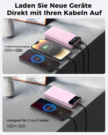 Enerwow Power Bank 27000mAh: Швидка зарядка 30W PD, Digital Display, USB-C, Рожевий | Powerbank для iPhone 15/14/13/12 Pro Max та інші пристрої