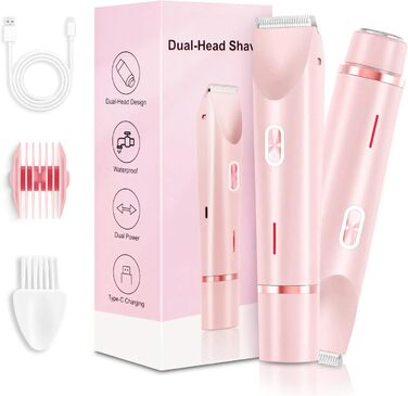 Електричний жіночий триммер Silky Splash 2-в-1 для бікіні та тіла, водонепроникний, USB, рожевий
