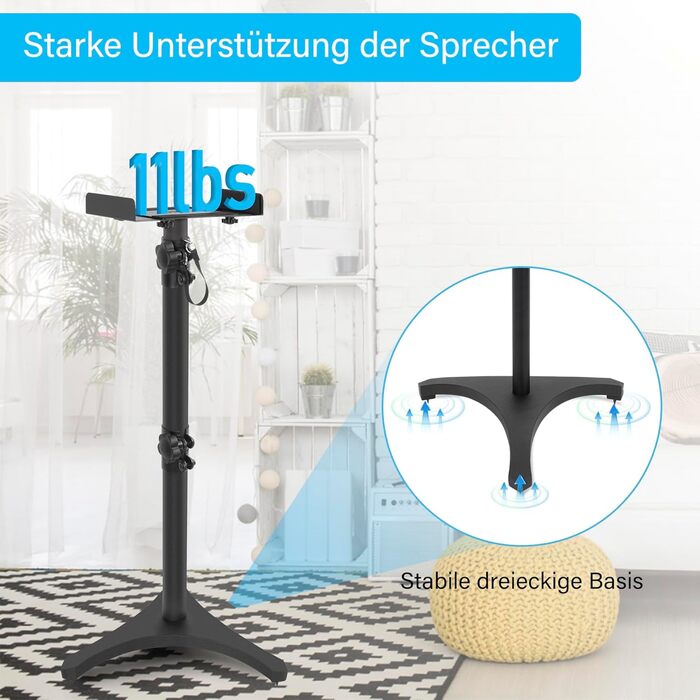 Підставка для колонок, 2 шт., регульована висота 86–127 см, з кабельною організацією, вантажопідйомність 3.6 кг, для малих колонок (PX3 3-P21)