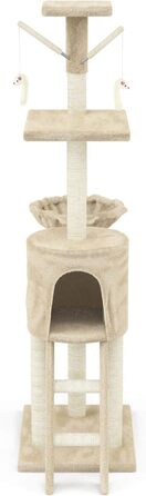 Дерев'яний кігтеточка для котів Beltom® Kratzbaum 140 см, ігровий комплекс, бежевий