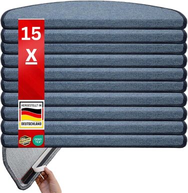 Сходинкові килимки Casa Pura London, 15 шт., 11 кольорів, міцне кріплення, стабільна кутова рейка, світло-блакитний (напівкруглий)