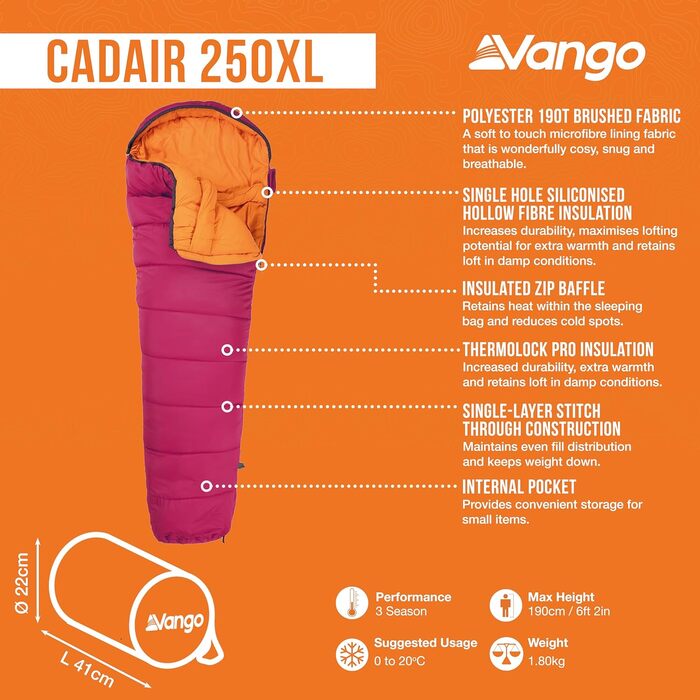 Спальний мішок Vango Cadair 250W Raspberry