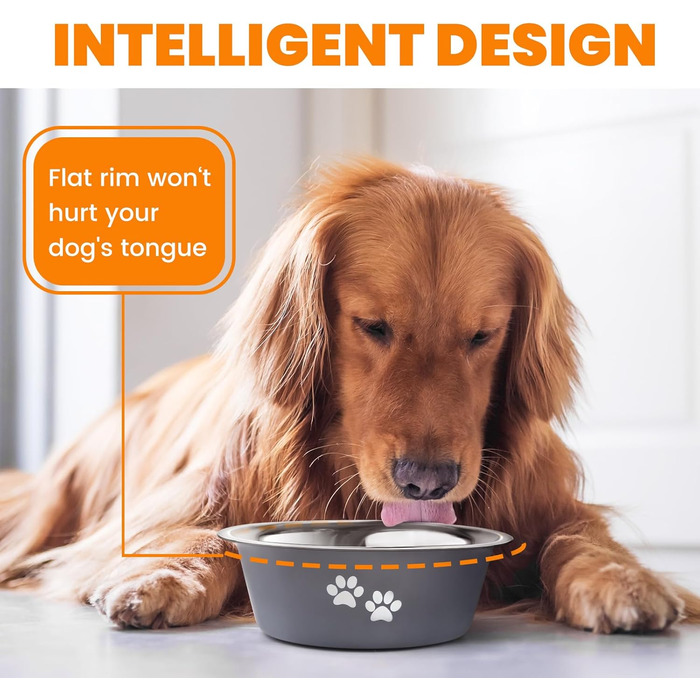 PETTOM Миски для собак 2 шт. з нержавіючої сталі (3120 мл), миски для корму для собак, великі, середні та малі породи, миски для води для собак, сірі, з неслизьким силіконовим дном, розмір M - 21 см