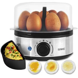 Електричний яйцеварка Duronic EB27 WE для 1-7 яєць з регулюванням ступеня готовності, таймером та захистом від перегріву, з мірним стаканчиком та знімачем яєць