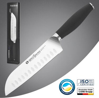 Ніж кухонний Grossman Santoku 29 см з нержавіючої сталі, ергономічна ручка