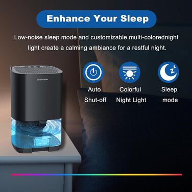 Electric Humidifier, 1000ml Small Humidifier for Home, Automatic Shut-Off, 7 Color Night Light, Mini Humidifier for Small Rooms like Bedrooms, Bathrooms, and Offices