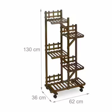 Relaxdays Brown Plant Shelf Bamboo 5 Shelves