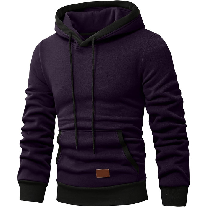 Світшот з капюшоном JMIERR для чоловіків, теплий, з кишенею, бавовна, колір зелений (L, фіолетовий)