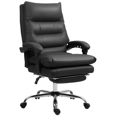 Vinsetto Office Chair with Massage Function, Ergonomic Desk Chair with Reclining Function, Heating Function, Adjustable Height Computer Chair with Footrest, Swivel Function, Black | Aosom