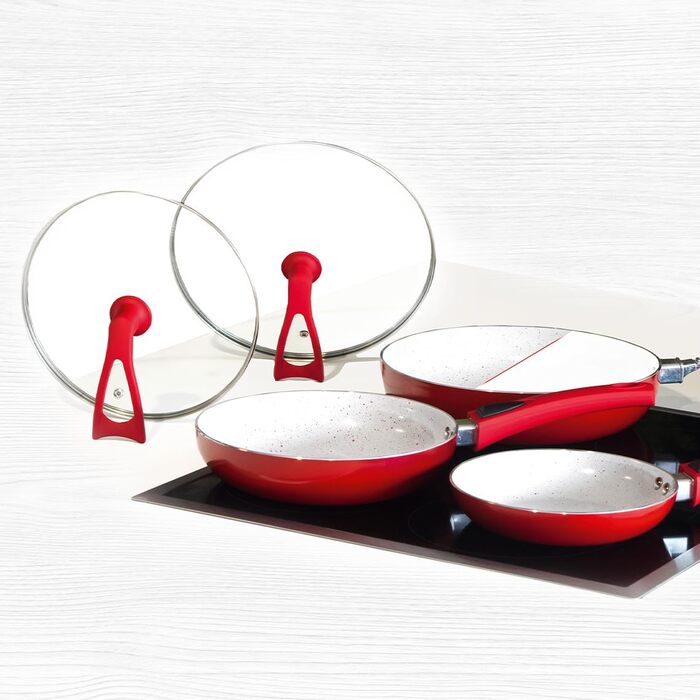 Набір сковорідок Duo 2 Magic Premium (3 шт.) – 28, 24 та 20 см, з кришкою, знімний ручка, для всіх типів плит