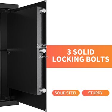Safe Tresor WASJOYE: Сейф для дому/офісу з ключем (25x35x25 см, 49 л)