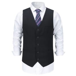 Чоловіча жилетка Allthemen з V-подібним вирізом, однобортна, Slim Fit, для ділового костюма, чорна