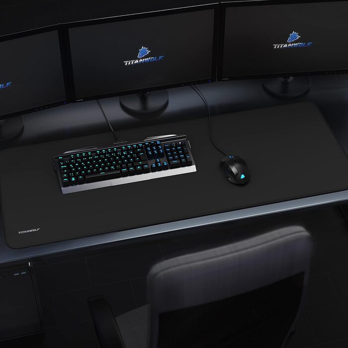 Килимок для миші TITANWOLF XXL Чорний 900 x 400 мм - великий килимок для геймінгу, покращена точність та швидкість