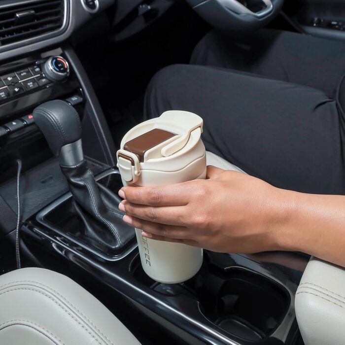 Термокружки Belle Vous 2 шт. з нержавіючої сталі 400 мл - з трубочками та кришками, для гарячих та холодних напоїв