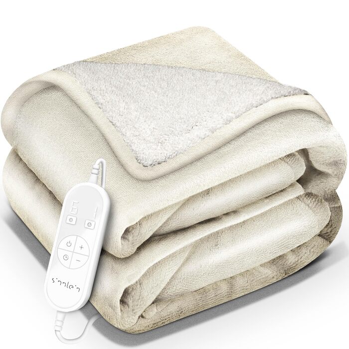 Електрична ковдра Sinnlein® з автовимкненням 200x180 см, 9 температурних режимів, таймер, цифровий дисплей, бежева