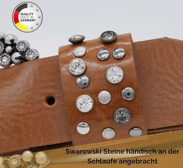 Жіночий шкіряний ремінь AnnaMatoni з розкішною пряжкою, ширина 4 см, коричневий, Made in Germany (105 см)