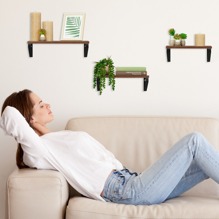 Relaxdays Набір з 3 настінних полиць промисловий