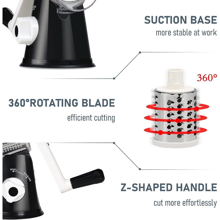 Трока для сиру та овочів KEOUKE з ручкою: 3 змінні леза для сиру, картоплі, капусти, горіхів, шоколаду