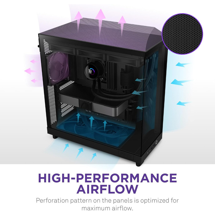 NZXT H6 Flow: Корпус ПК Mid-Tower з двома камерами, чорний, з 3 вентиляторами 120 мм