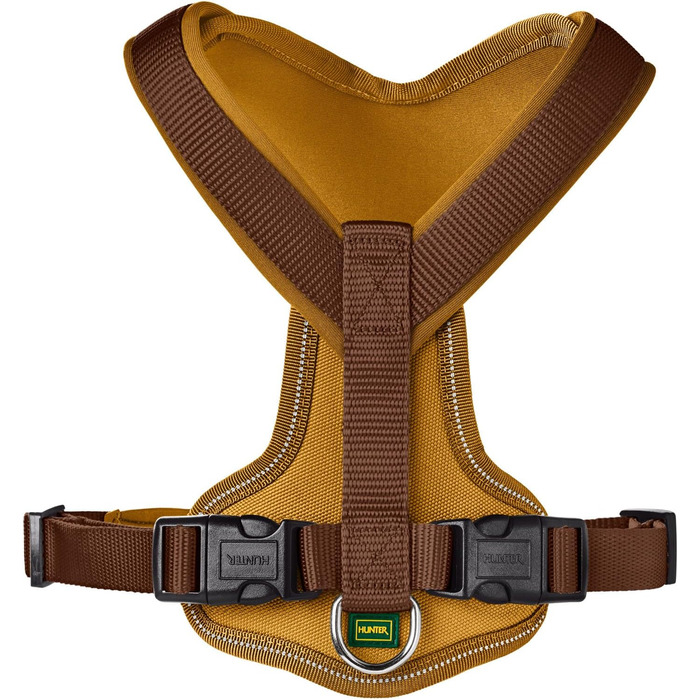 Нашийник для собак HUNTER Neopren, коричневий/карамель, розмір L, міцний нейлон, м'яка неопренова підкладка, світловідбиваючий матеріал 3M Scotchlite, зручний у догляді, комфортний