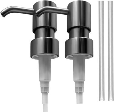 Дозатор для мила Suanti, 425 мл, з помпою з нержавіючої сталі, наповнюваний, квадратний, декоративний, для мила для рук, миття посуду та лосьйону, стиль мармур (срібна помпа - 2 шт.)