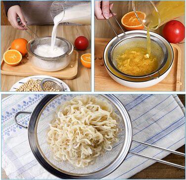 Ситечко кухонне 7 см, нержавіюча сталь, дрібна сітка, для чаю, борошна, рису, макаронів, овочів та фруктів, довговічне кухонне приладдя