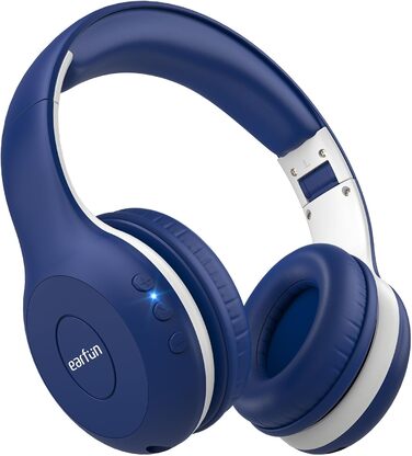 Бездротові навушники EarFun для дітей Bluetooth, регулювання гучності 85/94 дБ, Hi-Fi звук, HD-мікрофон, 40 годин роботи акумулятора, складні, регульовані, для школи/подорожей, блакитний