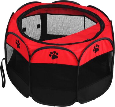 Летворезист для цуценят, кроликів, курчат: портативний, складаний, з сіткою та блискавкою. Підходить для використання в приміщенні та на вулиці (червоний)