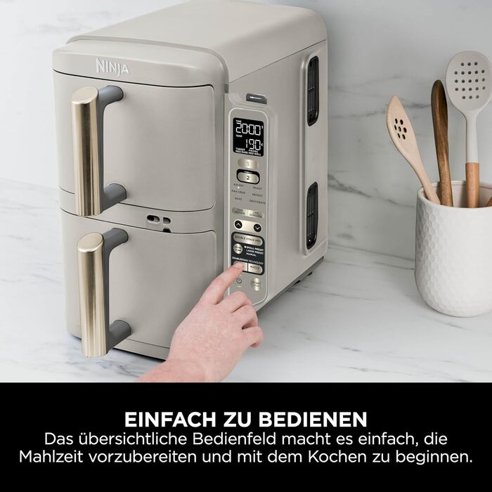 Ninja Foodi FlexDrawer AF500EUSD - Аерофритюрниця з двома зонами 10.4 л, MegaZone, антипригарне покриття, колір - золотий