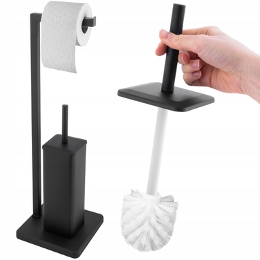 Тримач для туалетного паперу з підставкою для йоржика, чорний лофт, YOKA