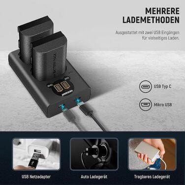 NEEWER Запасний акумулятор LP-E6NH та зарядний пристрій USB, комплект 3 шт. 2250mAh, сумісний з Canon EOS R7, R5, R6, R6 II, R, 5DIV, 6DII, 7DII, 80D, 90D