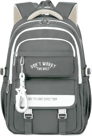 Шкільний рюкзак Tanou для дівчаток, 4-12 клас, водонепроникний, сірий