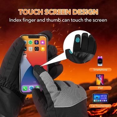 Гріючі рукавички для чоловіків та жінок з акумулятором 5V 5000mAh, 3 режими нагріву, для мотоциклів, велосипедів, лижного спорту (M)