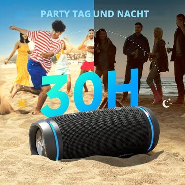 W-KING Bluetooth колонка 36W: Портативна бездротова колонка з 360° звуком, IPX6 водонепроникна, AUX, 30 год автономії, для дому, вулиці, вечірок, подорожей