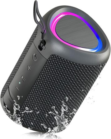Портативна Bluetooth колонка UOHHBOE з RGB підсвічуванням, 15W, TWS, водонепроникна IPX5, AUX, TF картка, 15 годин роботи