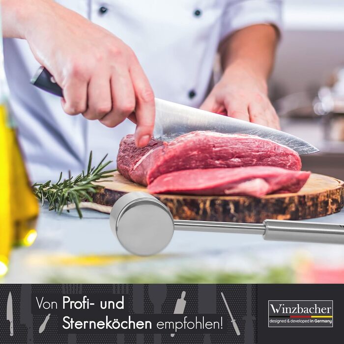 Winzbacher® Fleischklopfer з нержавіючої сталі | 2 ударні поверхні - молоток для м'яса, для відбивання відбивних, для розпластування м'яса | ідеально для відбивних, котлет, стейків та ін.