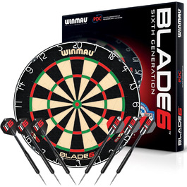 WINMAU Blade 6 Professional Bristle Dartboard Set (2 Sets of Darts)