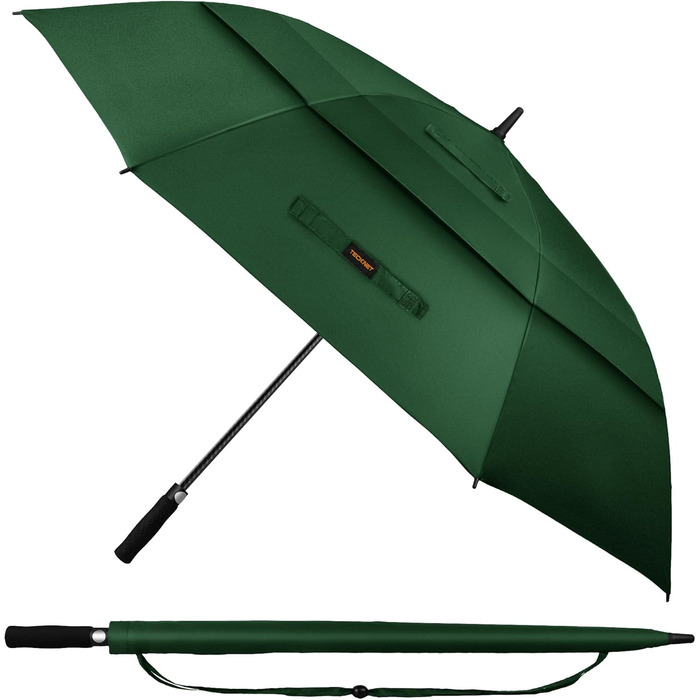 TECKNET Гольф-парасолька XXL, велика парасолька, штормостійка, автоматична, з EVA-ручкою, для жінок та чоловіків (зелена, діаметр 150 см)